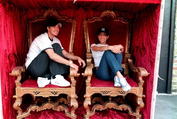 David Beckham and wife Victoria on their thrones.