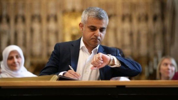 The new Mayor of London checks his watch - image bbc.co.uk